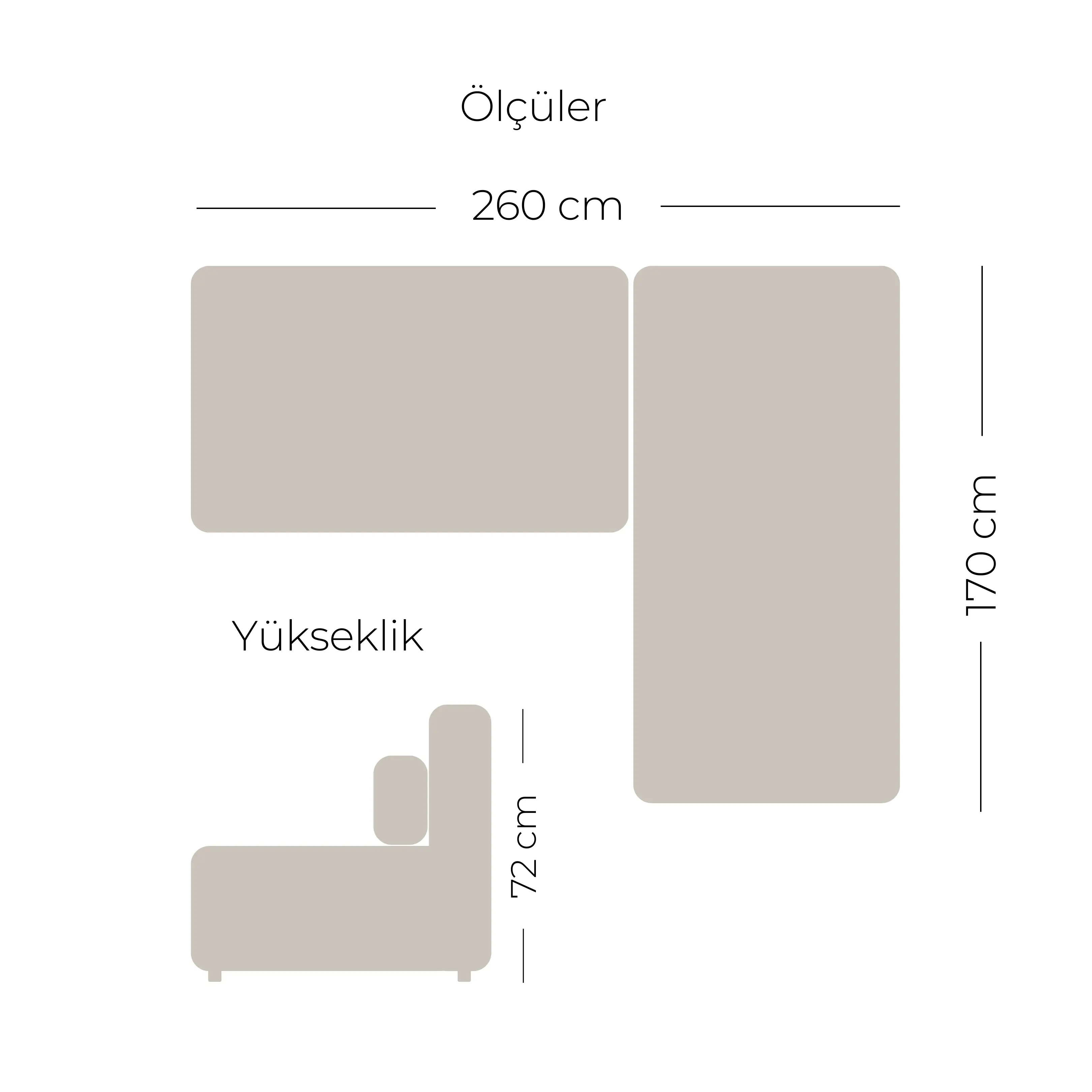 Yumi Köşe Takımı - Gri Nubuk