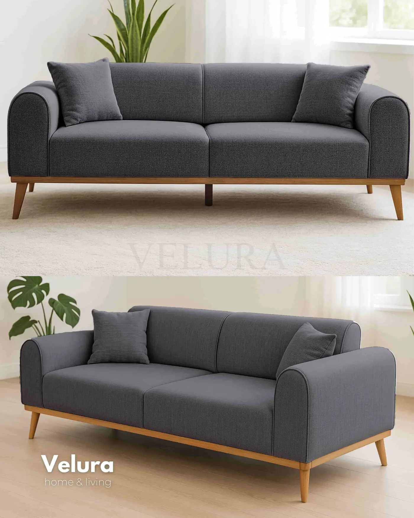 Valo Açık Antrasit Koltuk Takımı – Velura Home Valo Açık Antrasit koltuk takımı – modern sade tasarım