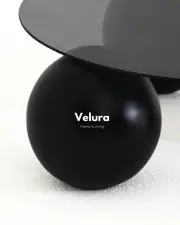 Küre Orta Sehpa - Siyah Top - Yuvarlak - Füme Cam 
