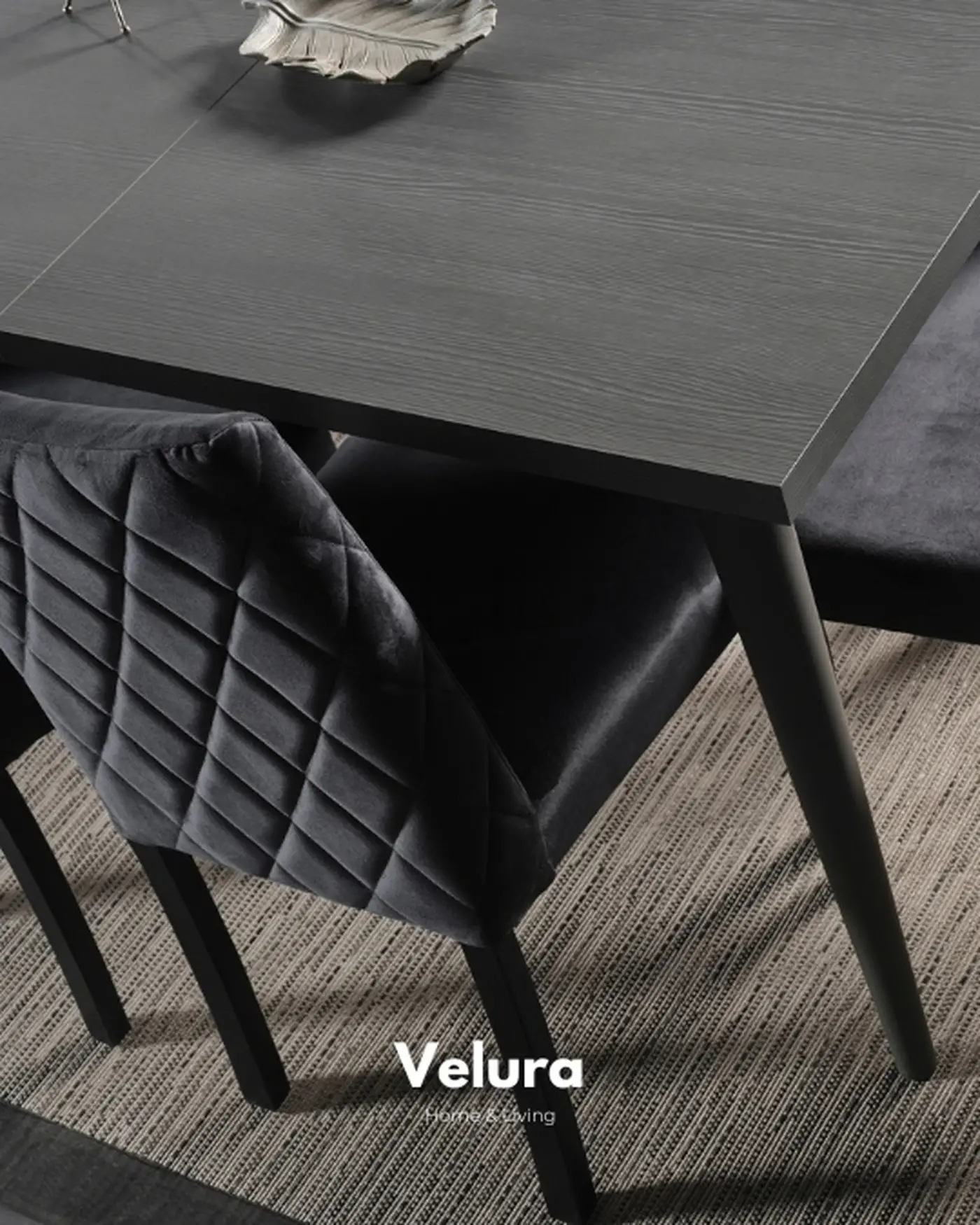 Pırlanta Yemek Masası - Antrasit Renk | Velura Home Velura Home Pırlanta Serisi Modern Yemek Masası