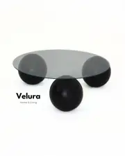 Küre Orta Sehpa - Siyah Top - Yuvarlak - Şeffaf Cam Küre Orta Sehpa - Siyah Top - Yuvarlak - Şeffaf Cam