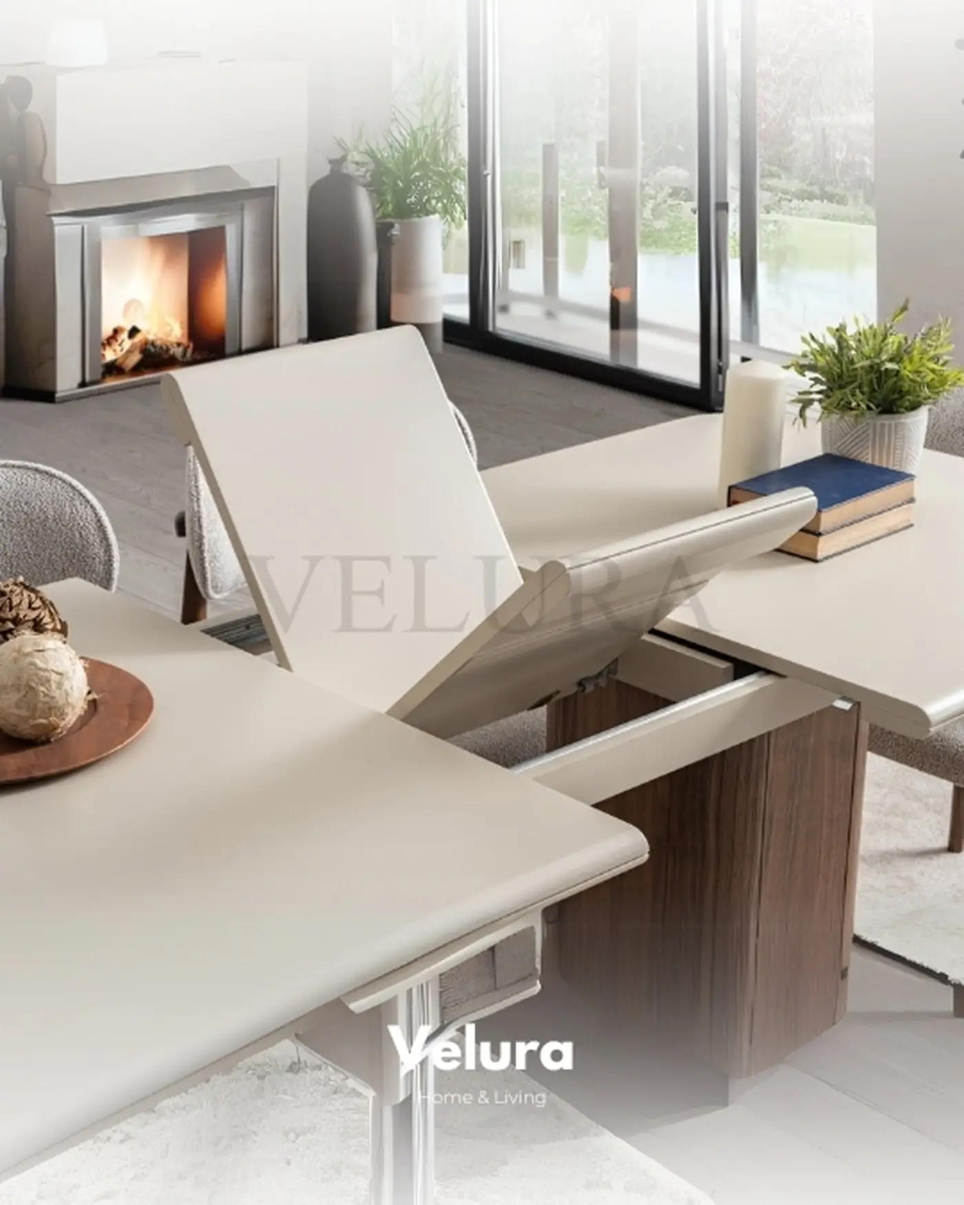 Krem ve Ceviz Detaylı Yemek Takımı Asya Yemek Takımı krem ve ceviz renk uyumu