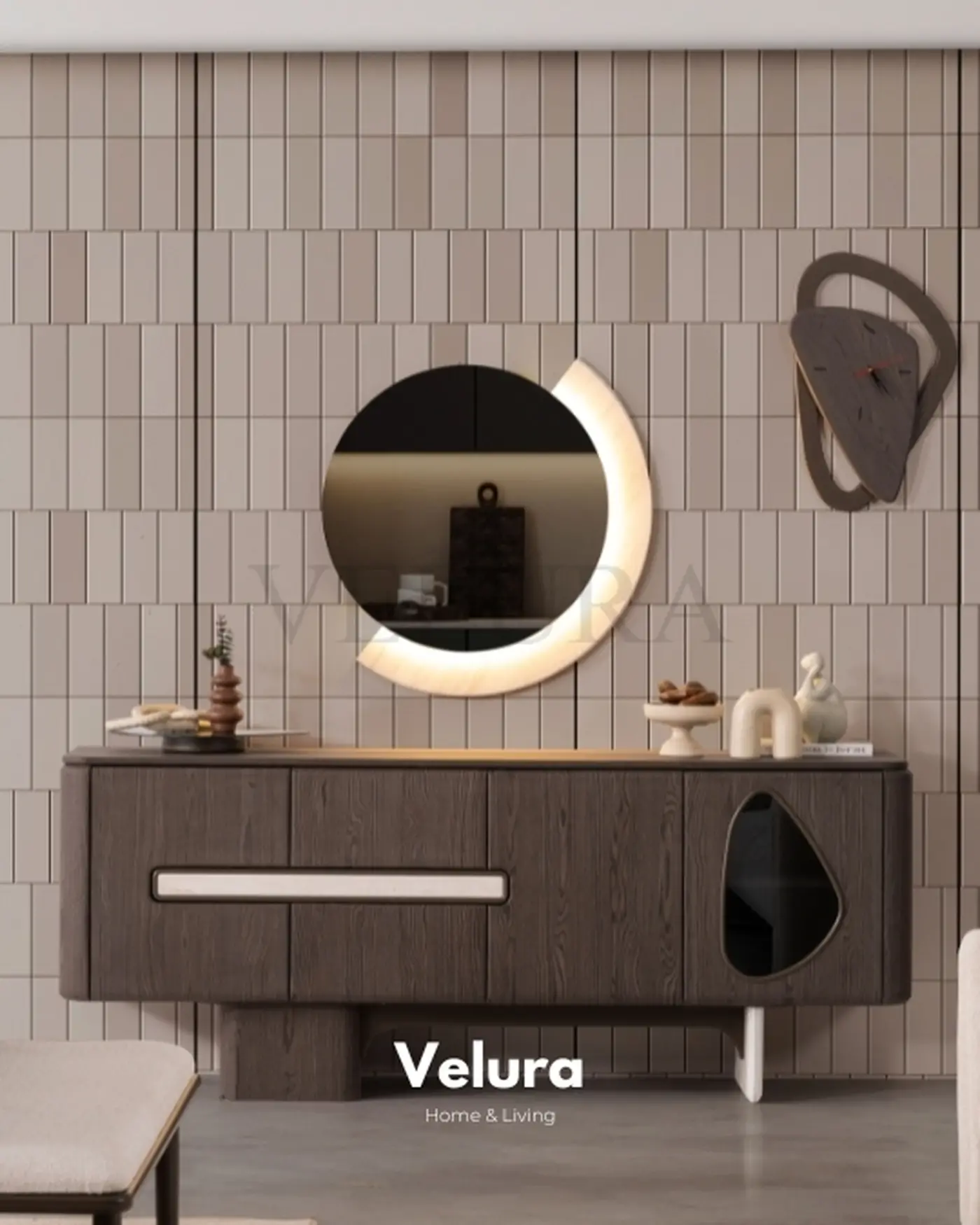 Enna Plus Yemek Takımı ceviz ve krem modern tasarım