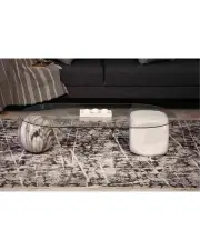 Küre Orta Sehpa - 1 Diana Top & 1 Beyaz Zar - Oval - Şeffaf Cam