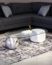 Küre Orta Sehpa - 1 Diana Top & 1 Beyaz Zar - Oval - Şeffaf Cam Küre Orta Sehpa - 1 Diana Top & 1 Beyaz Zar - Oval - Şeffaf Cam