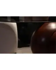 Küre Orta Sehpa - 1 Siyah Top & 1Ceviz Top & 1 Beyaz Zar - Fasulye - Füme Cam