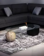 Küre Orta Sehpa - 1 Traverten Desen & 1 Siyah Zar - Oval - Şeffaf Cam Küre Orta Sehpa - 1 Traverten Desen & 1 Siyah Zar - Oval - Şeffaf Cam