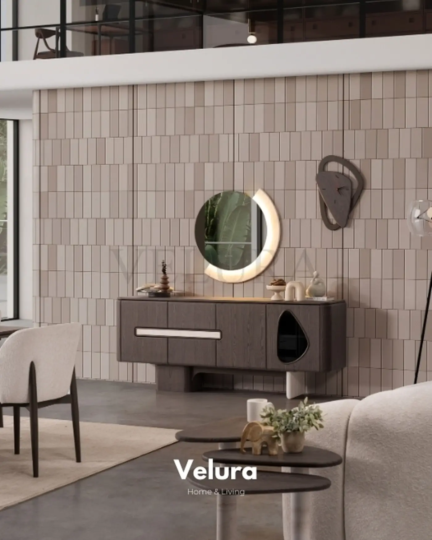 Enna Plus Yemek Takımı ceviz ve krem modern tasarım