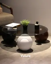 Küre Orta Sehpa - 1 Siyah Top & 1 Beyaz Top & 1 Ceviz Top - Yuvarlak - Füme Cam Küre Orta Sehpa - 1 Siyah Top & 1 Beyaz Top & 1 Ceviz Top - Yuvarlak - Füme Cam