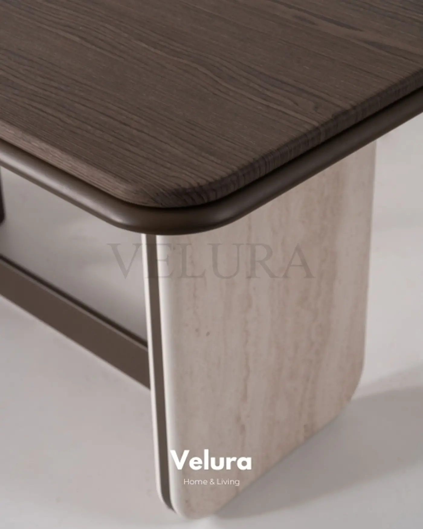 Koyu Ceviz Krem Mermer Orta Sehpa Enna Plus Orta Sehpa Velura Home