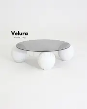 Küre Orta Sehpa - Dragon (Beyaz) - Yuvarlak - Füme Cam