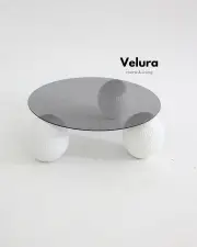 Küre Orta Sehpa - Dragon (Beyaz) - Yuvarlak - Füme Cam