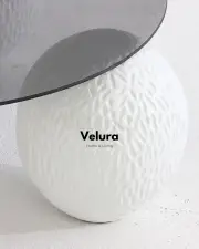 Küre Orta Sehpa - Dragon (Beyaz) - Yuvarlak - Füme Cam