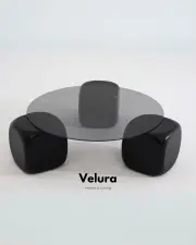 Küre Orta Sehpa - Siyah Zar - Yuvarlak - Füme Cam