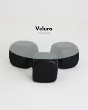 Küre Orta Sehpa - Siyah Zar - Yuvarlak - Şeffaf Cam