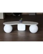 Küre Ahşap Orta Sehpa - Zar & Beyaz