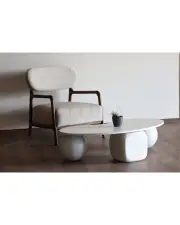 Küre Ahşap Orta Sehpa - Zar & Beyaz