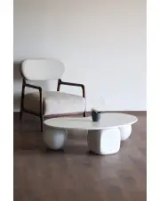 Küre Ahşap Orta Sehpa - Zar & Beyaz