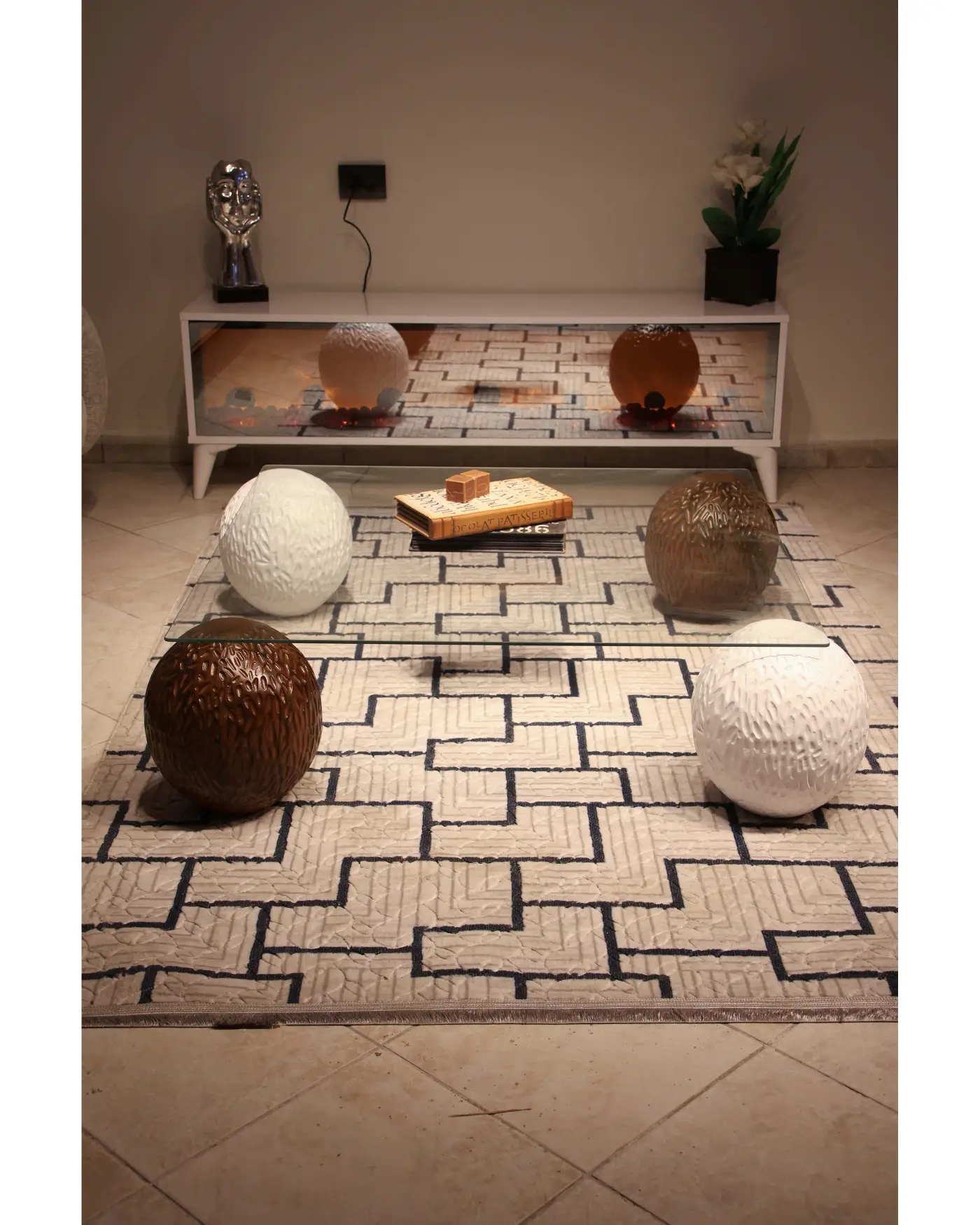 100x100 Kare Şeffaf Cam Orta Sehpa