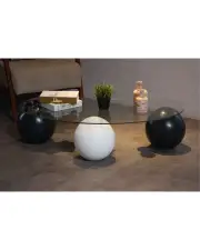 Küre Orta Sehpa - 2 Siyah Top & 1 Beyaz Top - Fasulye - Şeffaf Cam