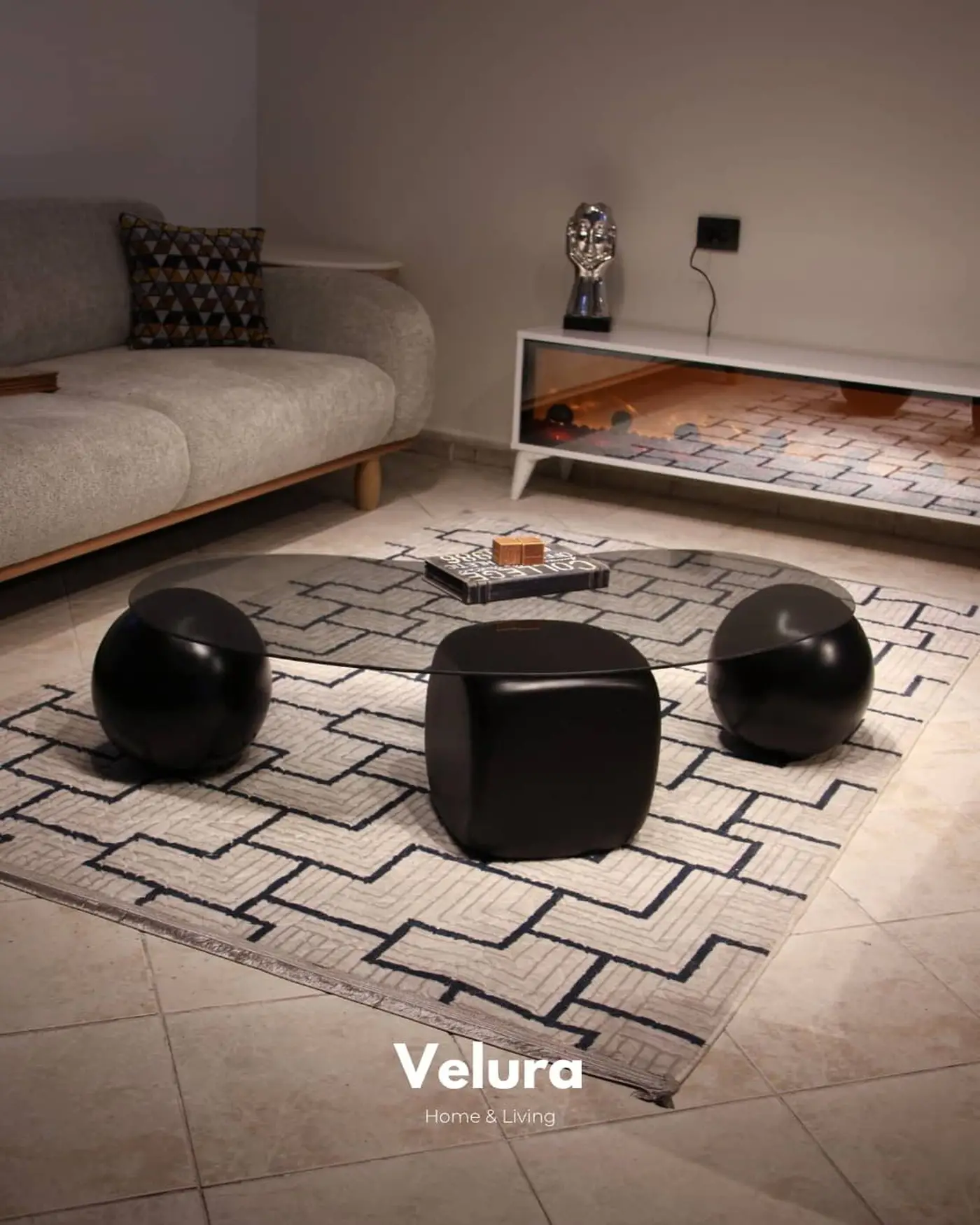 Zaro Düz Siyah Sehpa - Füme Cam Velura Home Zaro Siyah Füme Cam Sehpa