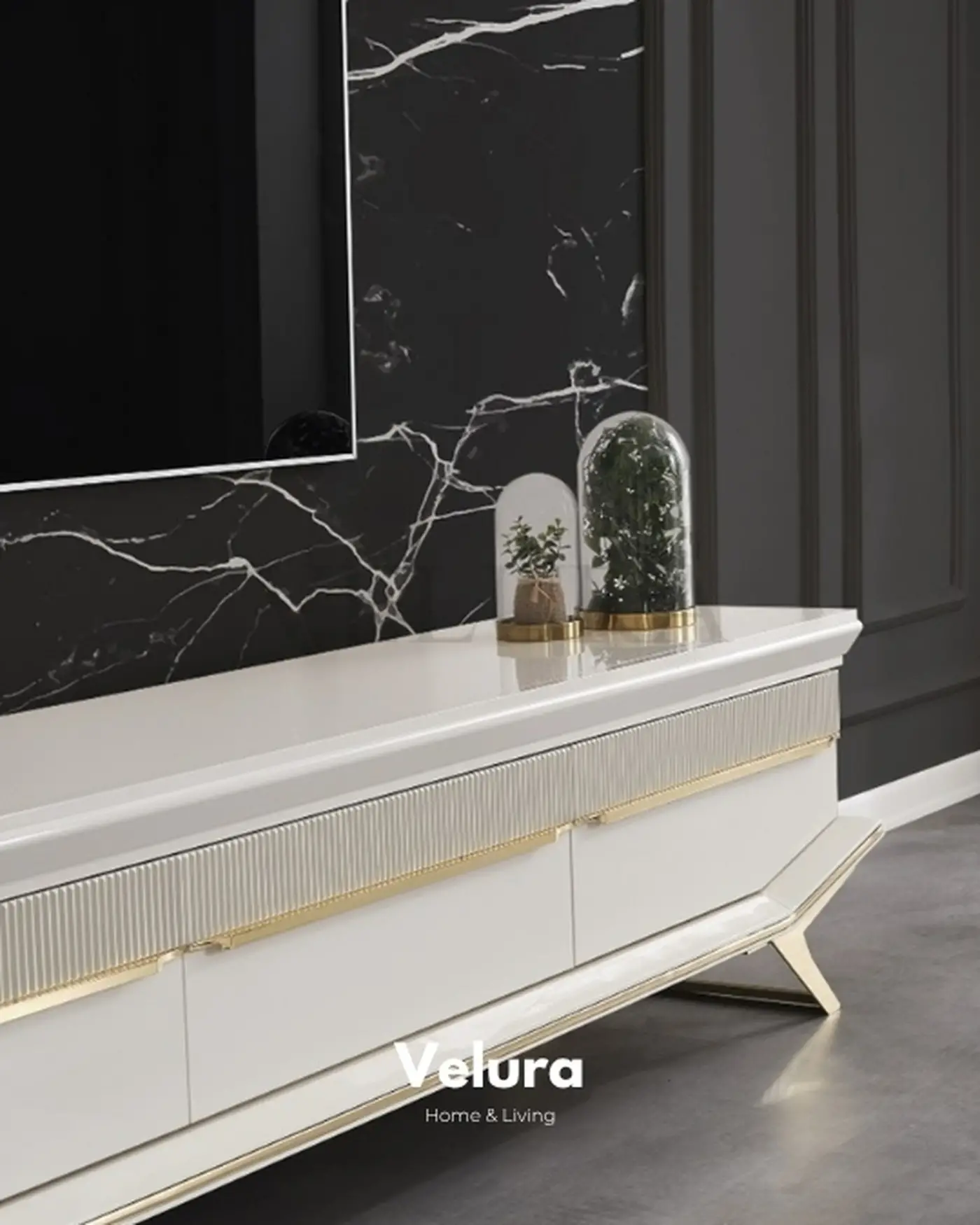 Krem Renk Gold Ayaklı Angel TV Ünitesi