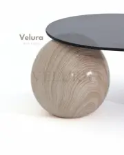 Küre Orta Sehpa - Natural - Fasulye - Füme Cam Küre Orta Sehpa - Natural - Fasulye - Füme Cam