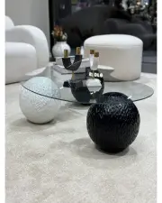 Küre Desenli Orta Sehpa - Siyah & Beyaz