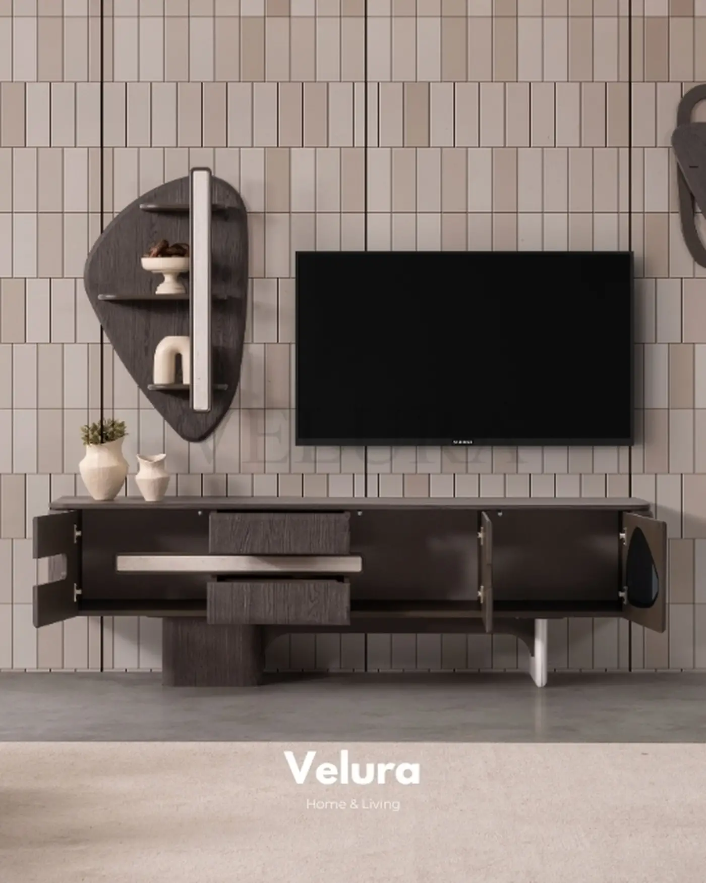 Enna Plus Yemek Takımı ceviz ve krem modern tasarım