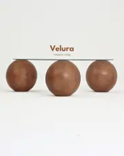 Küre Orta Sehpa - Ceviz Top - Yuvarlak - Şeffaf Cam 