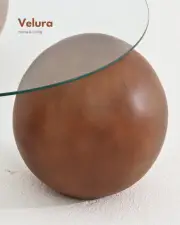 Küre Orta Sehpa - Ceviz Top - Yuvarlak - Şeffaf Cam 