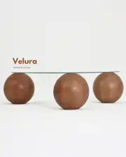 Küre Orta Sehpa - Ceviz Top - Üçgen - Şeffaf Cam 