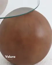 Küre Orta Sehpa - Ceviz Top - Üçgen - Şeffaf Cam 