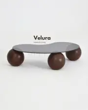 Küre Orta Sehpa - Koyu Ceviz Top - Fasulye - Füme Cam 