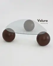 Küre Orta Sehpa - Koyu Ceviz Top - Üçgen - Şeffaf Cam 