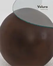 Küre Orta Sehpa - Koyu Ceviz Top - Üçgen - Şeffaf Cam 