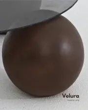 Küre Orta Sehpa - Koyu Ceviz Top - Yuvarlak - Füme Cam 