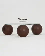Küre Orta Sehpa - Koyu Ceviz Top - Yuvarlak - Şeffaf Cam 