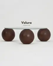 Küre Orta Sehpa - Koyu Ceviz Top - Yuvarlak - Şeffaf Cam 