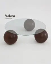 Küre Orta Sehpa - Koyu Ceviz Top - Yuvarlak - Şeffaf Cam 