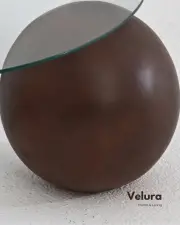 Küre Orta Sehpa - Koyu Ceviz Top - Yuvarlak - Şeffaf Cam 