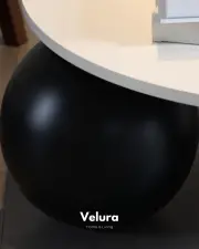 Küre Orta Sehpa - Siyah Top - Yuvarlak- Beyaz Mdf