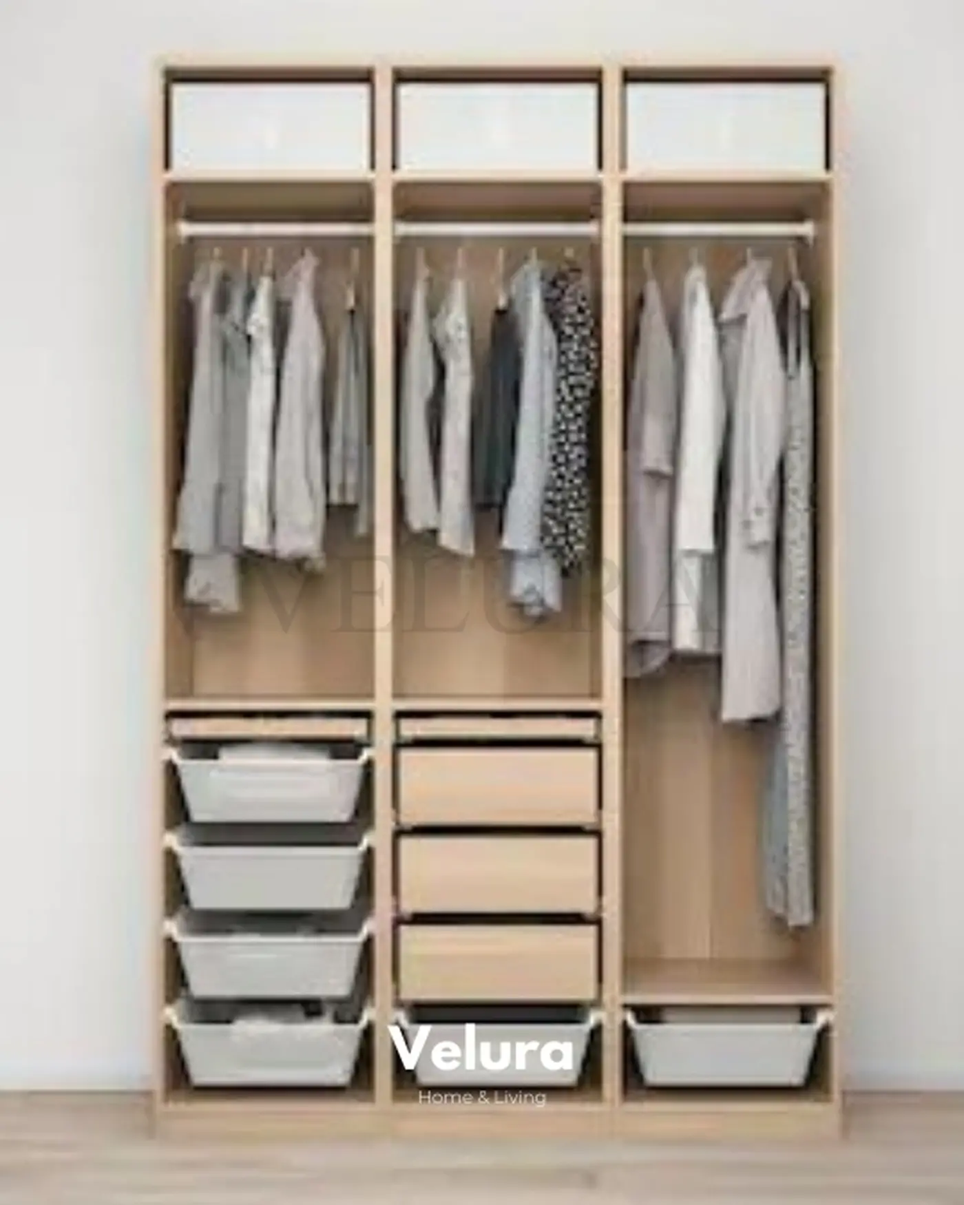 Esnek Depolama Alanına Sahip Beyaz Dolap Velura Home Beyaz Gardırop Modeli