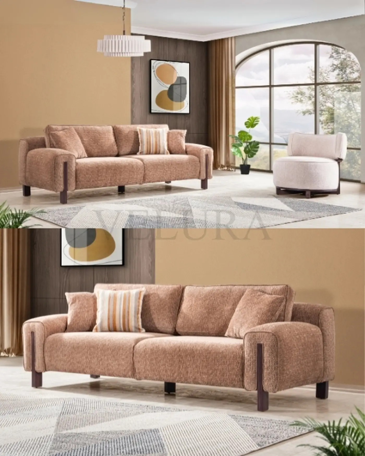 Valens Düğün Paketi | Modern Tasarımlı Bukle Kumaş Koltuk & MDF Mobilya Valens Düğün Paketi koltuk, yatak ve yemek odası mobilyaları | Velura Home