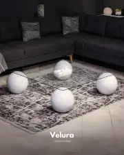 Küre Orta Sehpa - Beyaz Top - Kare- Şeffaf Cam 