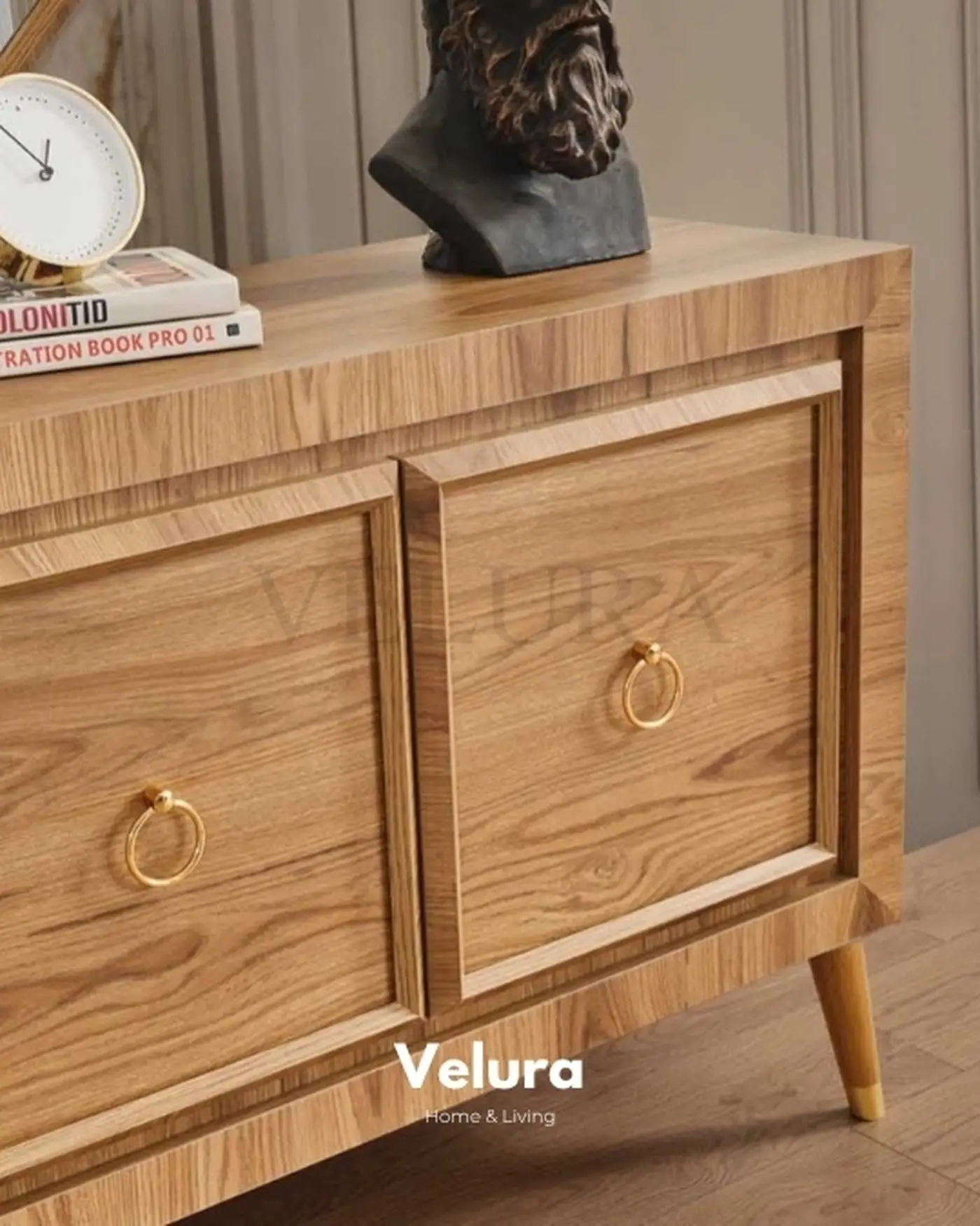 Velura Home Pablo Serisi Modern Konsol Modeli Gold Detaylı Yerden Yüksek Konsol Tasarımı
