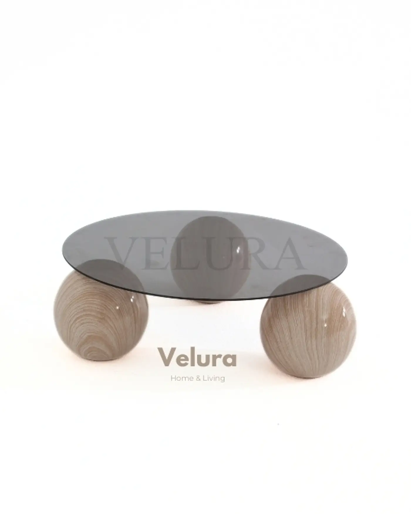 Natural Mermer Yuvarlak Füme Cam Küre Orta Sehpa Küre Orta Sehpa Natural Mermer Yuvarlak Füme Cam