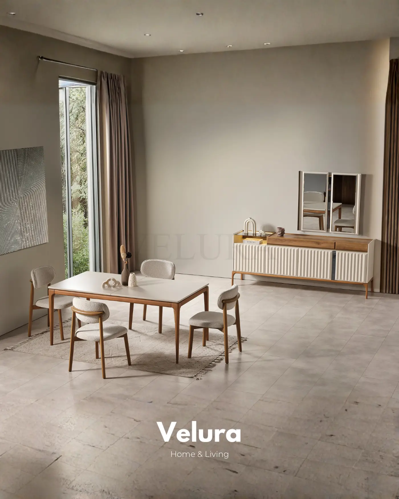 Alfa konsol 2 çekmeceli 4 kapaklı depolama alanlı modern konsol