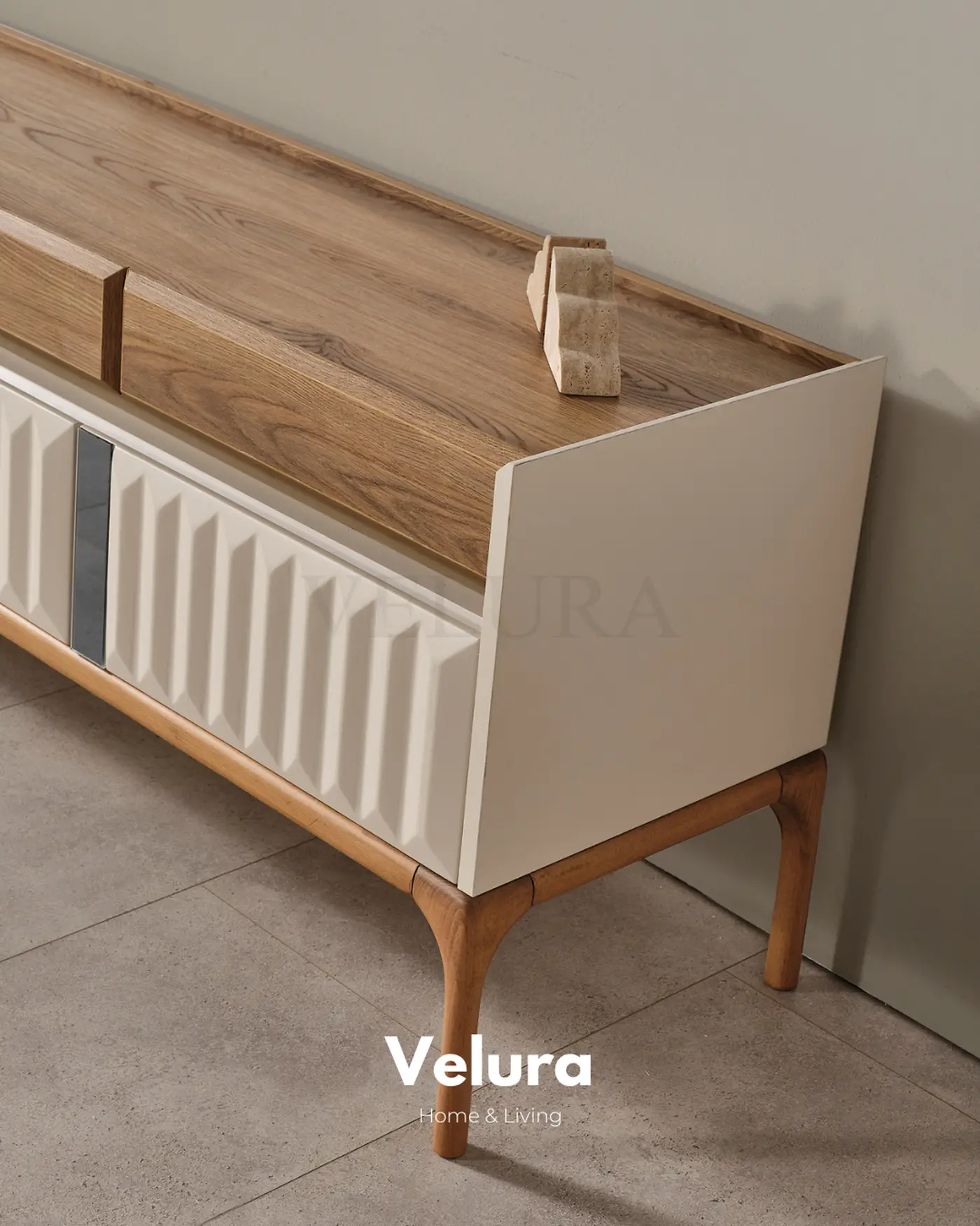 Alfa tv ünitesi krem modern 212 cm genişlik 2 çekmeceli 4 kapaklı