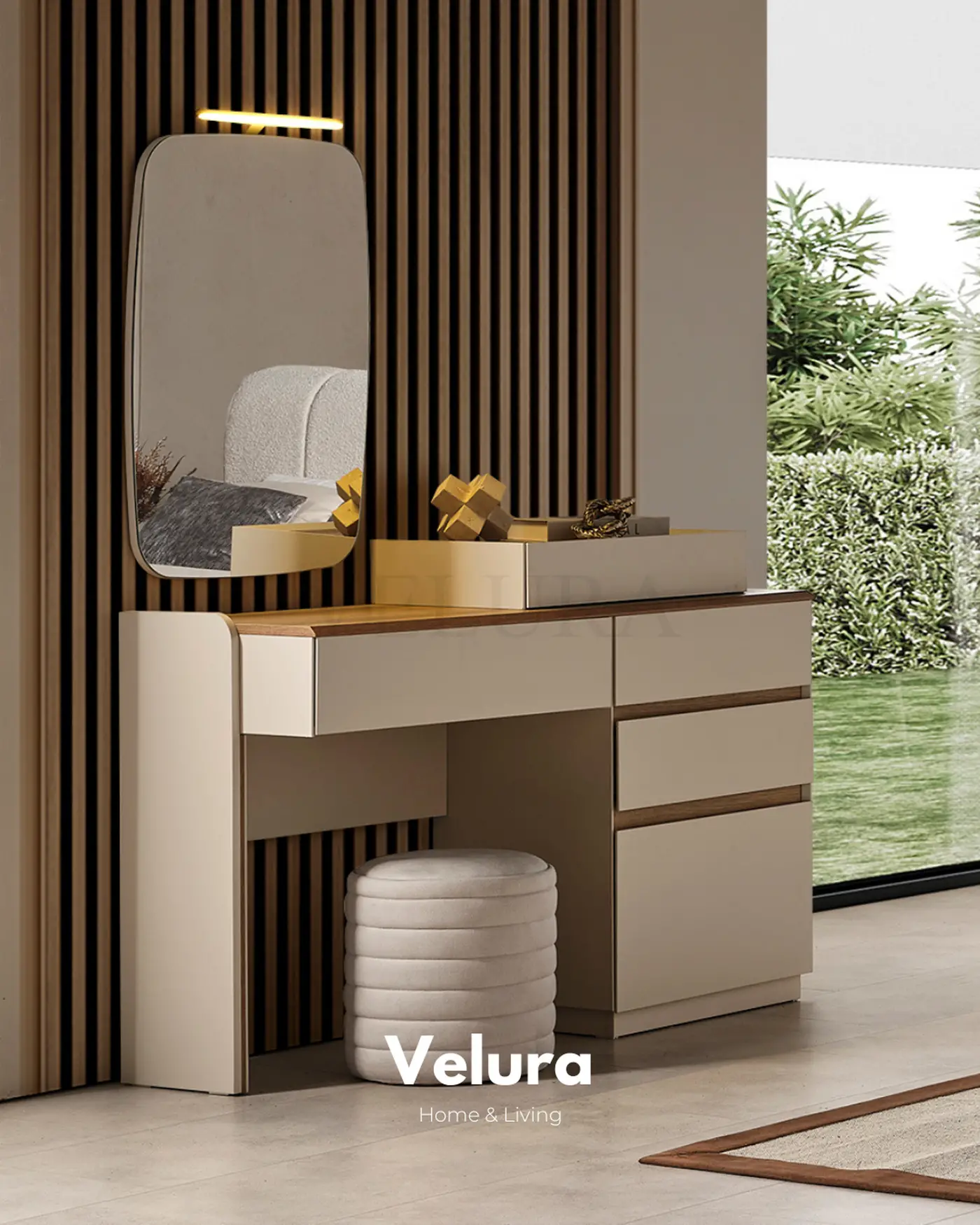 Aura şifonyer krem modern suntalam 3 çekmeceli 1 kapaklı takı çekmeceli